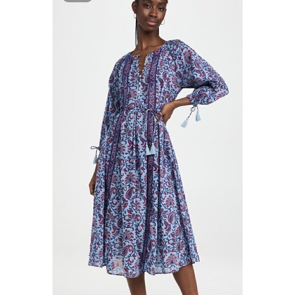 Cleobella Faith Caftan Midi Dress India Vintage Print Ties Size M NWT $268